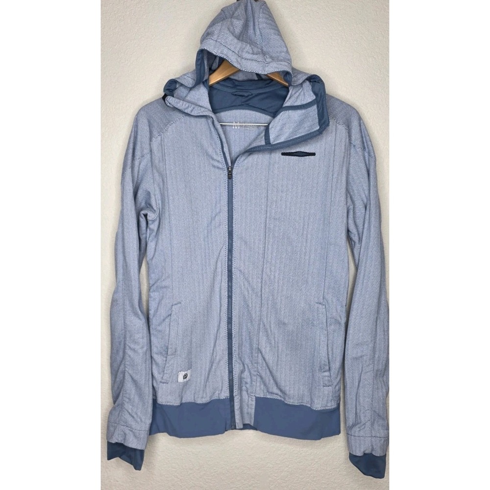 Brooks PureProject Running Jacket Men M Blue Herringbone Full Zip Hoodie Active